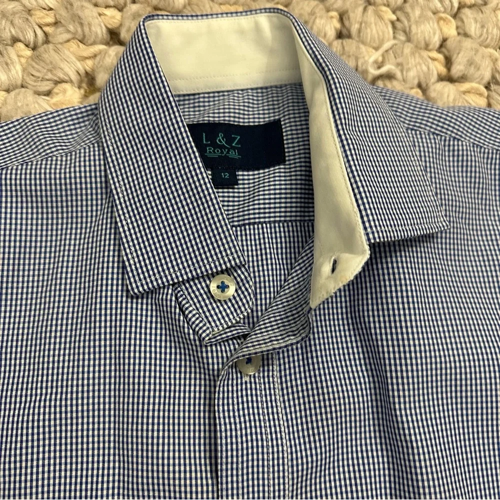 SALE‎ Isaac Mizrahi + more boys dress shirts bundle Blue Check  size 12